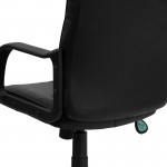 Mid-Back Black LeatherSoft Swivel Task Office Chair with Arms