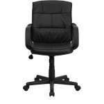 Mid-Back Black LeatherSoft Swivel Task Office Chair with Arms