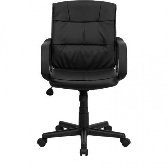 Mid-Back Black LeatherSoft Swivel Task Office Chair with Arms