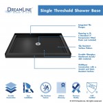 Aqua Ultra 36 in. D x 48 in. W x 74 3/4 in. H Frameless Shower Door in Chrome and Center Drain Black Base Kit