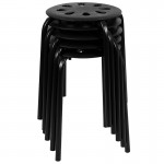 Plastic Nesting Stack Stools, 17.5"Height, Black (5 Pack)