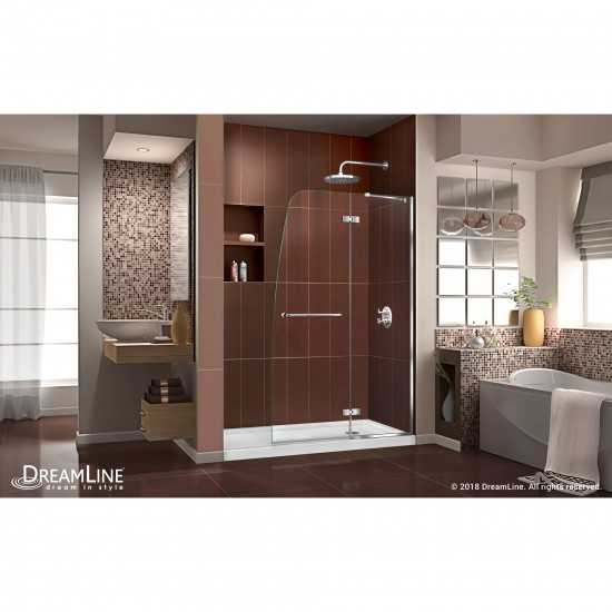 Aqua Ultra 32 in. D x 60 in. W x 74 3/4 in. H Frameless Shower Door in Chrome and Right Drain White Base Kit