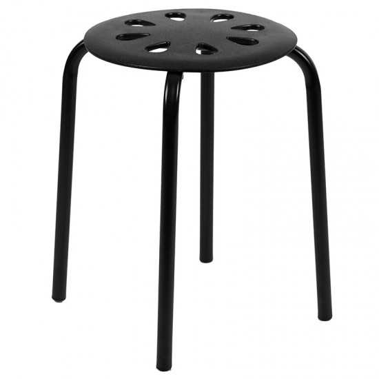 Plastic Nesting Stack Stools, 17.5"Height, Black (5 Pack)