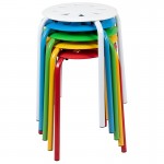 Plastic Nesting Stack Stools, 17.5"Height, Assorted Colors (5 Pack)