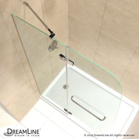 Aqua Ultra 36 in. D x 60 in. W x 74 3/4 in. H Frameless Shower Door in Chrome and Center Drain White Base Kit