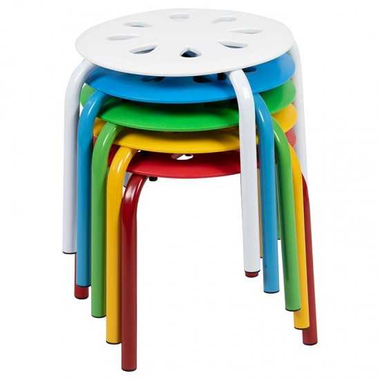 Plastic Nesting Stack Stools, 11.5"Height, Assorted Colors (5 Pack)