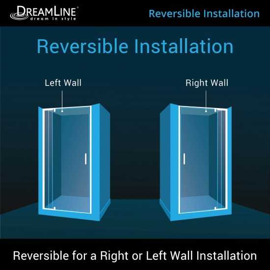 Flex 28-32 in. W x 72 in. H Semi-Frameless Pivot Shower Door in Chrome