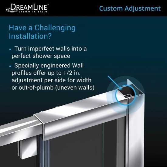 Flex 38-42 in. W x 72 in. H Semi-Frameless Pivot Shower Door in Brushed Nickel