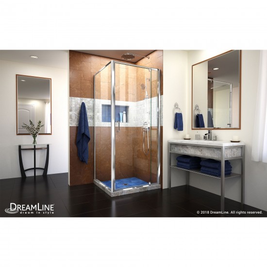 Flex 30 1/2 in. D x 28-32 in. W x 72 in. H Semi-Frameless Pivot Shower Enclosure in Chrome