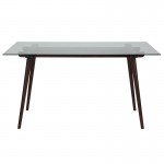 Meriden 31.5" x 55" Rectangular Solid Espresso Wood Table with Clear Glass Top