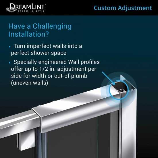 Flex 34 1/2 in. D x 32-36 in. W x 72 in. H Semi-Frameless Pivot Shower Door in Brushed Nickel