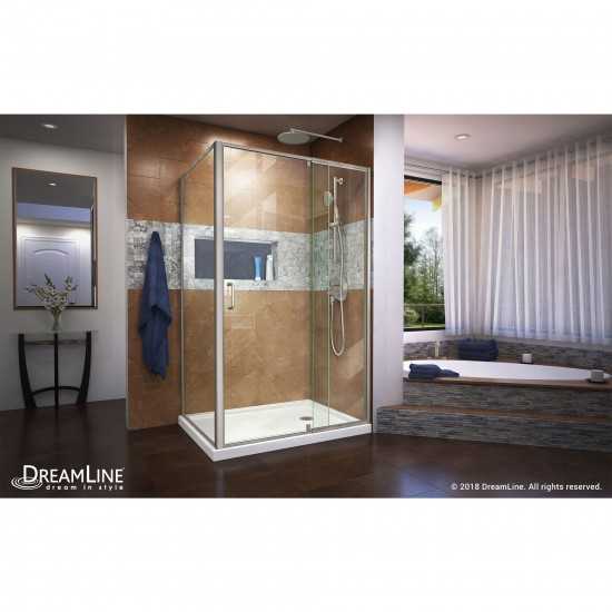 Flex 34 1/2 in. D x 44-48 in. W x 72 in H Semi-Frameless Pivot Shower Enclosure in Brushed Nickel