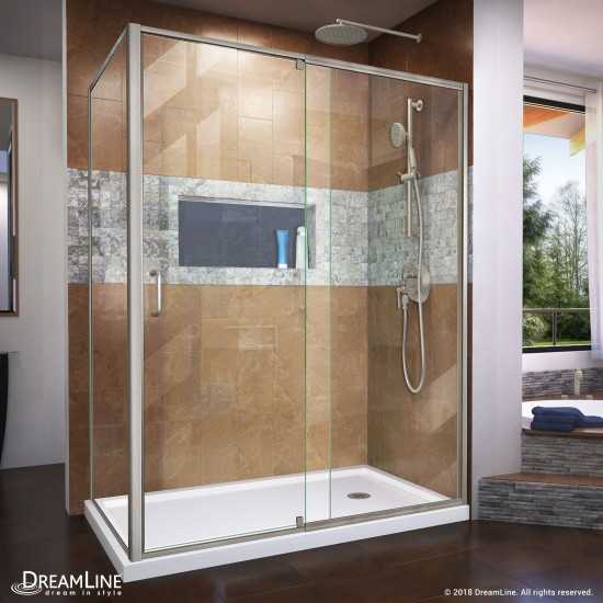 Flex 34 1/2 in. D x 56-60 in. W x 72 in. H Semi-Frameless Pivot Shower Enclosure in Brushed Nickel