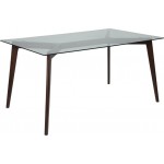 Parkside 35.25" x 59" Rectangular Solid Espresso Wood Table with Clear Glass Top