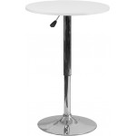 23.75'' Round Adjustable Height White Wood Table (Adjustable Range 26.25'' - 35.75'')