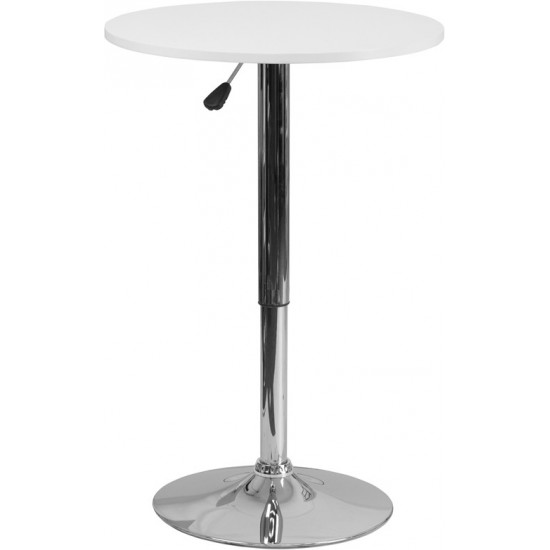 23.75'' Round Adjustable Height White Wood Table (Adjustable Range 26.25'' - 35.75'')