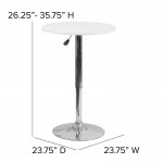 23.75'' Round Adjustable Height White Wood Table (Adjustable Range 26.25'' - 35.75'')