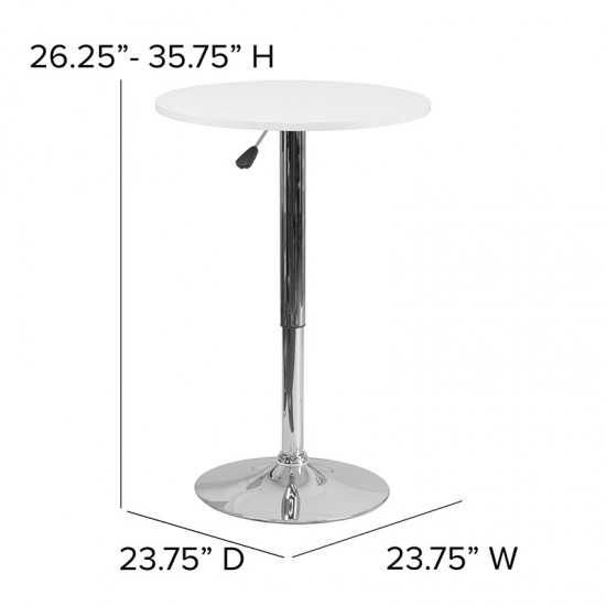 23.75'' Round Adjustable Height White Wood Table (Adjustable Range 26.25'' - 35.75'')