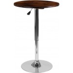 23.5'' Round Adjustable Height Rustic Pine Wood Table (Adjustable Range 26.25'' - 35.5'')