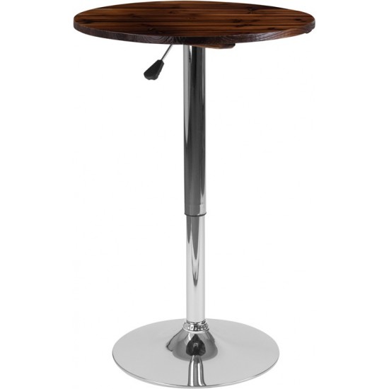 23.5'' Round Adjustable Height Rustic Pine Wood Table (Adjustable Range 26.25'' - 35.5'')