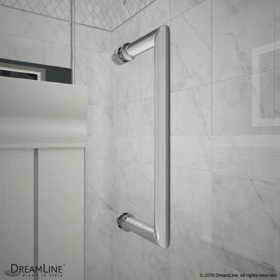 Unidoor Plus 32 1/2 in. W x 30 3/8 in. D x 72 in. H Frameless Hinged Shower Enclosure in Chrome