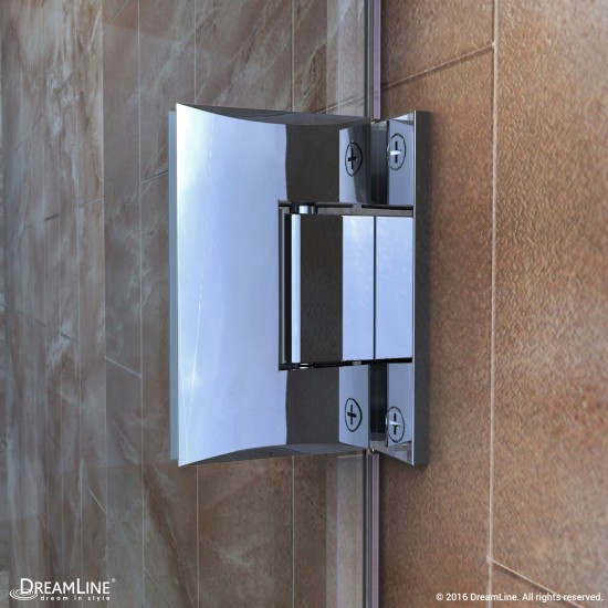 Unidoor Plus 32 1/2 in. W x 30 3/8 in. D x 72 in. H Frameless Hinged Shower Enclosure in Chrome