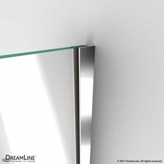 Unidoor Plus 32 1/2 in. W x 30 3/8 in. D x 72 in. H Frameless Hinged Shower Enclosure in Chrome