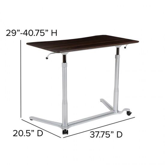 Sit-Down, Stand-Up Dark Wood Grain Computer Ergonomic Desk with 37.375"W Top (Adjustable Range 29" - 40.75")