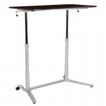 Sit-Down, Stand-Up Dark Wood Grain Computer Ergonomic Desk with 37.375"W Top (Adjustable Range 29" - 40.75")