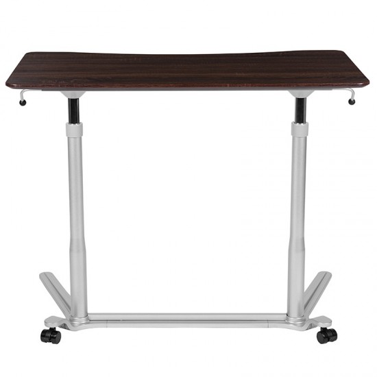 Sit-Down, Stand-Up Dark Wood Grain Computer Ergonomic Desk with 37.375"W Top (Adjustable Range 29" - 40.75")