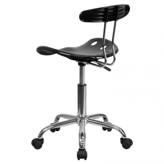 Vibrant Black and Chrome Swivel Task Office Chair with Tractor Seat