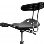 Vibrant Black and Chrome Swivel Task Office Chair with Tractor Seat