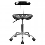 Vibrant Black and Chrome Swivel Task Office Chair with Tractor Seat