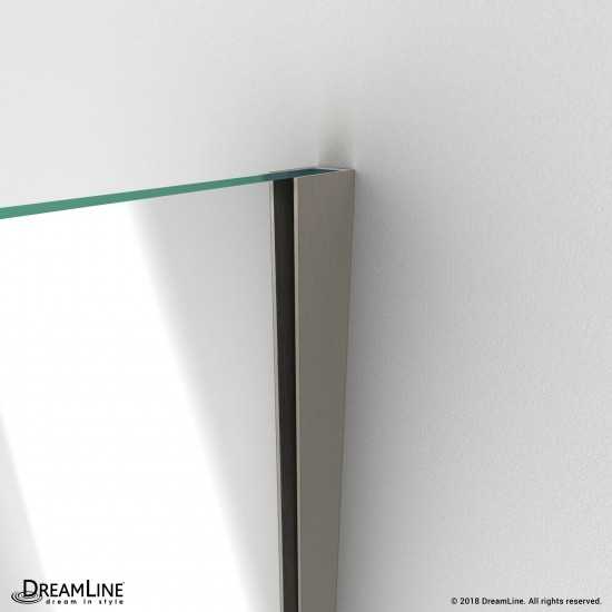Unidoor Plus 36 1/2 in. W x 34 3/8 in. D x 72 in. H Frameless Hinged Shower Enclosure in Brushed Nickel