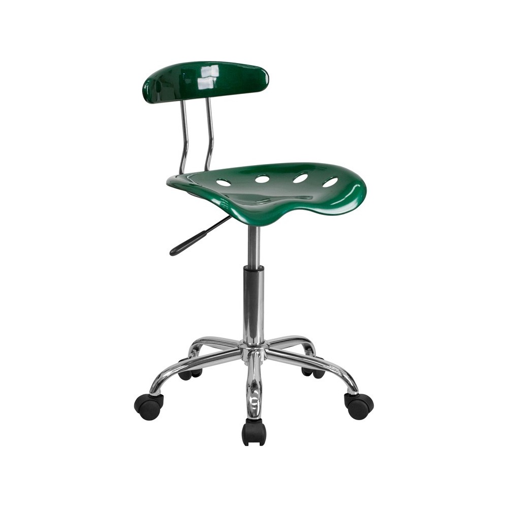 Vibrant Green and Chrome Swivel Task Office Chair with Tractor Seat