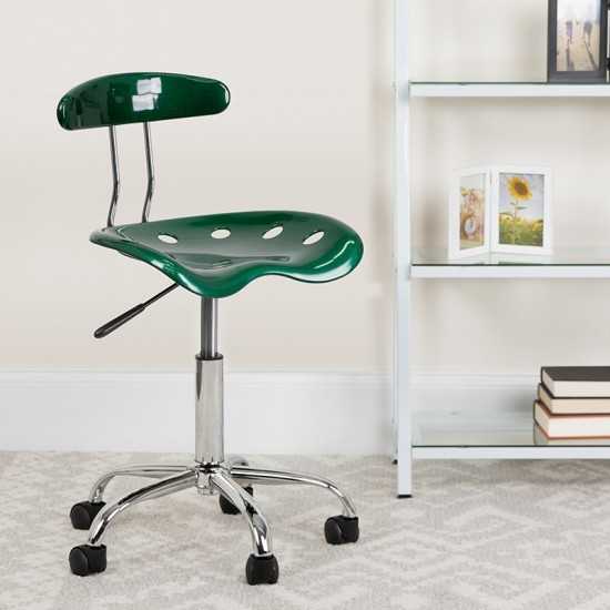 Vibrant Green and Chrome Swivel Task Office Chair with Tractor Seat