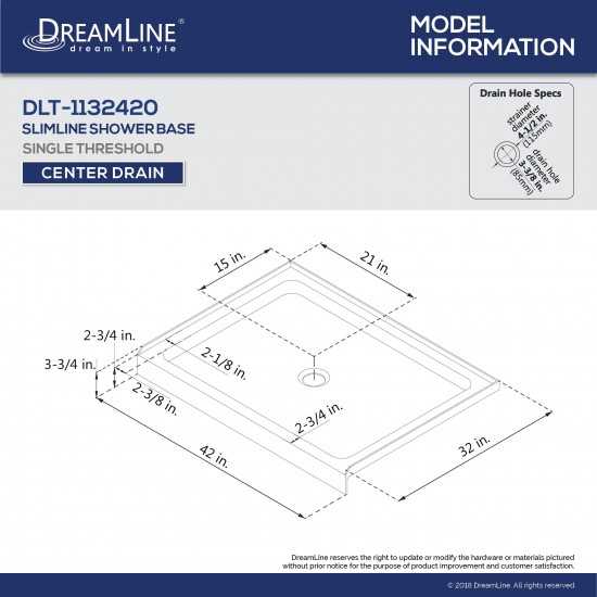 Flex 32 in. D x 42 in. W x 74 3/4 in. H Semi-Frameless Pivot Shower Door in Chrome with Center Drain White Base Kit