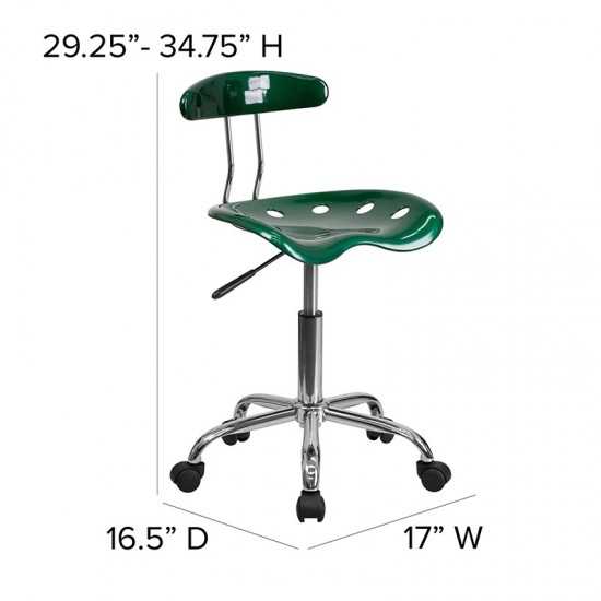 Vibrant Green and Chrome Swivel Task Office Chair with Tractor Seat