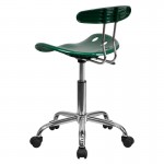 Vibrant Green and Chrome Swivel Task Office Chair with Tractor Seat