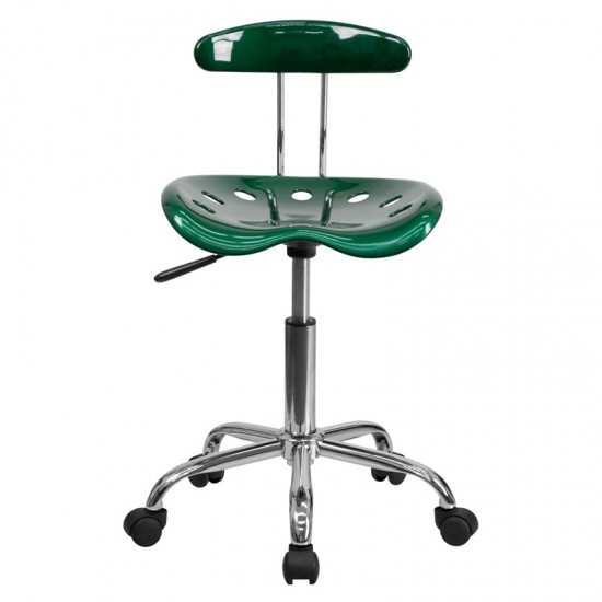 Vibrant Green and Chrome Swivel Task Office Chair with Tractor Seat