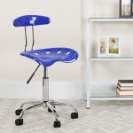Vibrant Nautical Blue and Chrome Swivel Task Office Chair with Tractor Seat