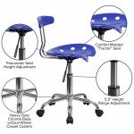 Vibrant Nautical Blue and Chrome Swivel Task Office Chair with Tractor Seat