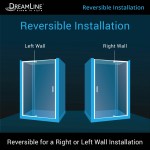 Flex 30 in. D x 60 in. W x 74 3/4 in. H Semi-Frameless Pivot Shower Door in Chrome with Left Drain Biscuit Base Kit