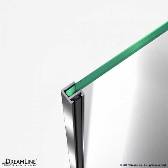 Flex 30 in. D x 60 in. W x 74 3/4 in. H Semi-Frameless Pivot Shower Door in Chrome with Left Drain Biscuit Base Kit