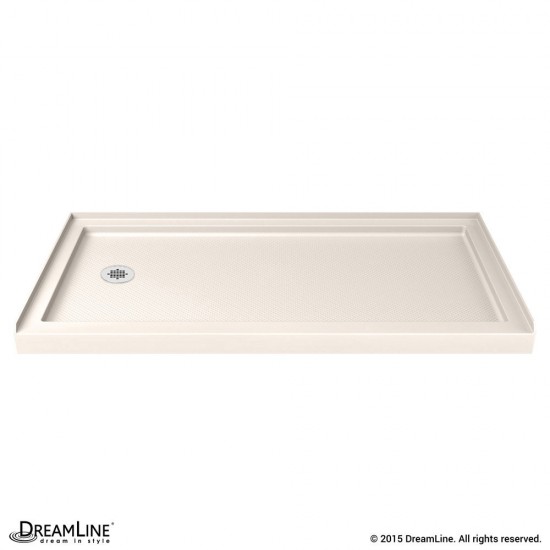 Flex 30 in. D x 60 in. W x 74 3/4 in. H Semi-Frameless Pivot Shower Door in Chrome with Left Drain Biscuit Base Kit