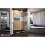 Flex 32 in. D x 60 in. W x 74 3/4 in. H Semi-Frameless Pivot Shower Door in Chrome with Center Drain Black Base Kit