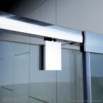 Flex 32 in. D x 60 in. W x 74 3/4 in. H Semi-Frameless Pivot Shower Door in Chrome with Center Drain Black Base Kit