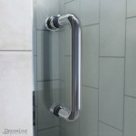 Flex 32 in. D x 60 in. W x 74 3/4 in. H Semi-Frameless Pivot Shower Door in Chrome with Center Drain Black Base Kit