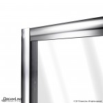 Flex 32 in. D x 60 in. W x 74 3/4 in. H Semi-Frameless Pivot Shower Door in Chrome with Center Drain Black Base Kit