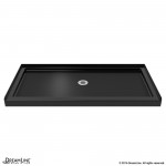Flex 32 in. D x 60 in. W x 74 3/4 in. H Semi-Frameless Pivot Shower Door in Chrome with Center Drain Black Base Kit